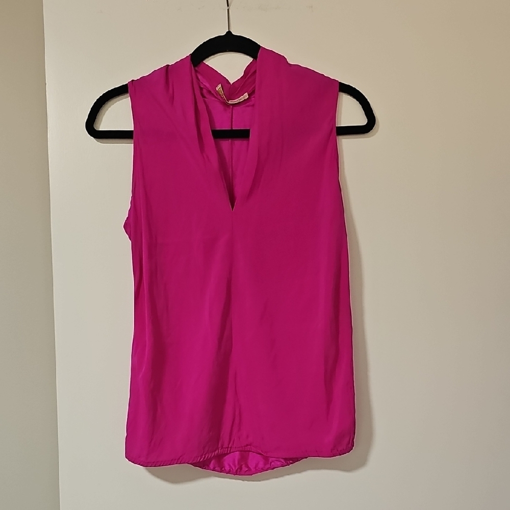 Ramy Brook Fuchsia Sleeveless V-Neck Blouse